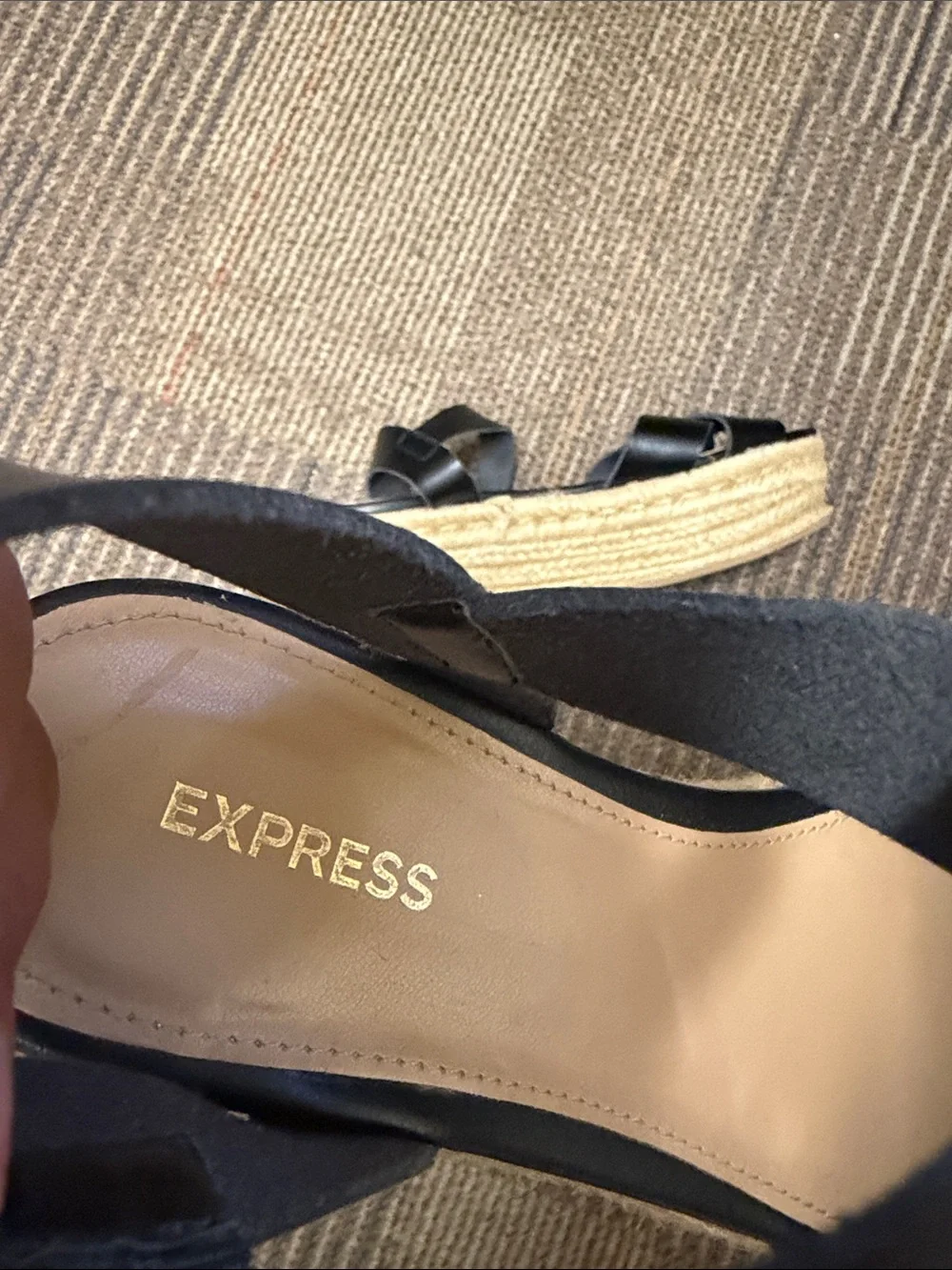 🖤 Express Black Espadrille Platform Sandals with Crossover Straps 6.5 🖤